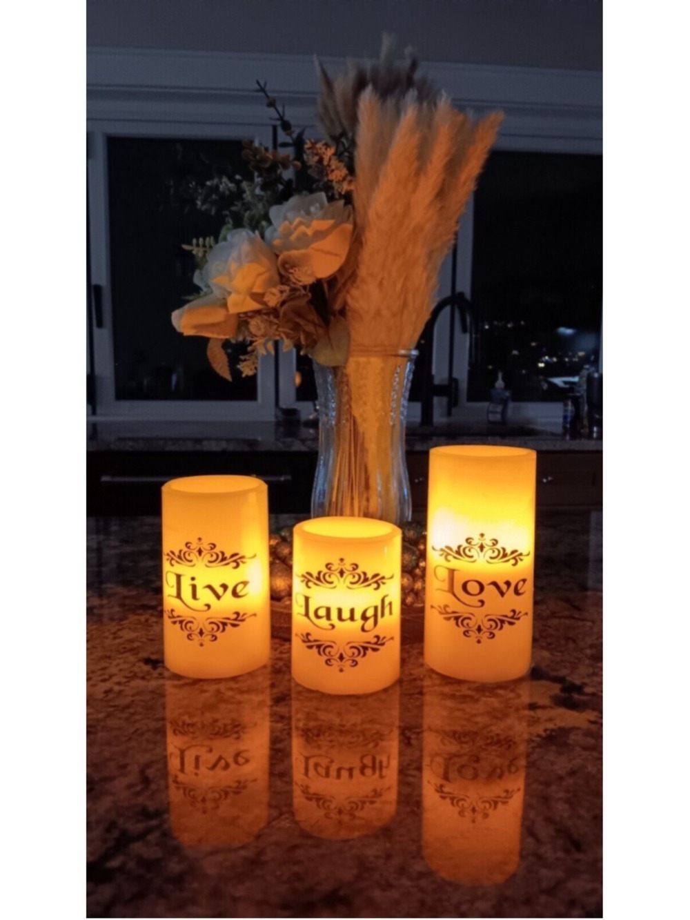 Real Wax! Live Laugh Love Electronic LED Candle SET of 3pcs REAL WAX!